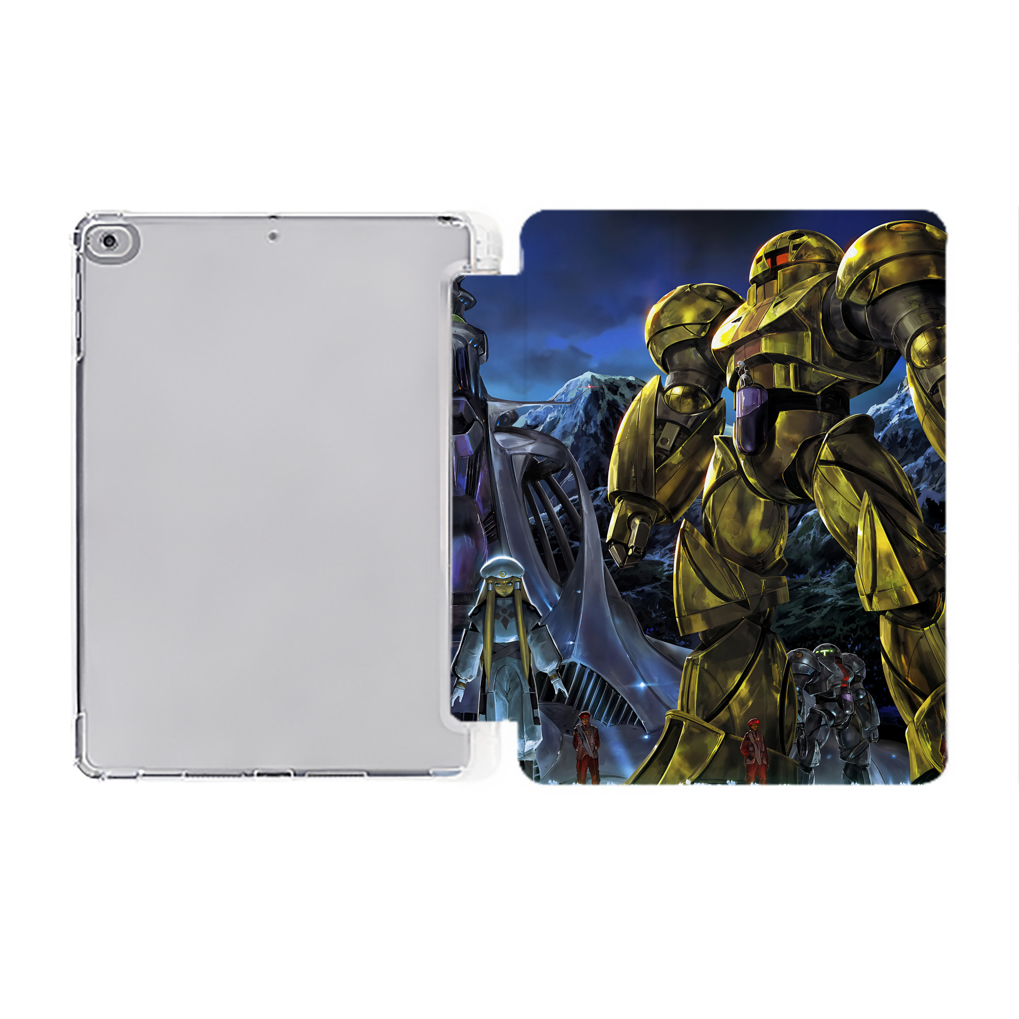 （画像用） 機動戦士ガンダム Mobile Suit Gundam IPad ケース ペン収納付き 三つ折りスタンド PUレザー×シリコン 対応機種9.5/10.5/10.9インチ